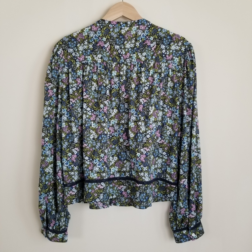 Old Navy Floral Long Sleeve Button Front Cotton Top Large - Picture 5 of 5